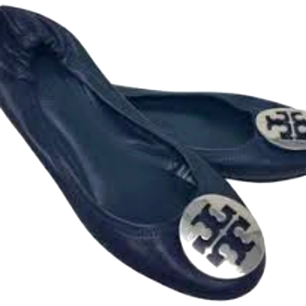 Tory Burch navy and silver classic Reva ballet flats, size 9